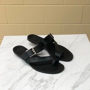 Vince Camuto Tadd Black Leather Strap & Buckle Sandals